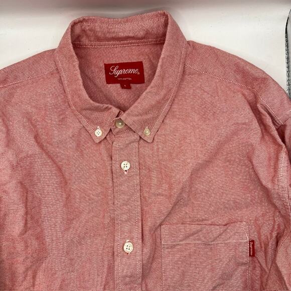 Supreme Oxford Shirt Mens L Salmon Pink Button Down Box Logo Preppy Classic - Picture 1 of 7